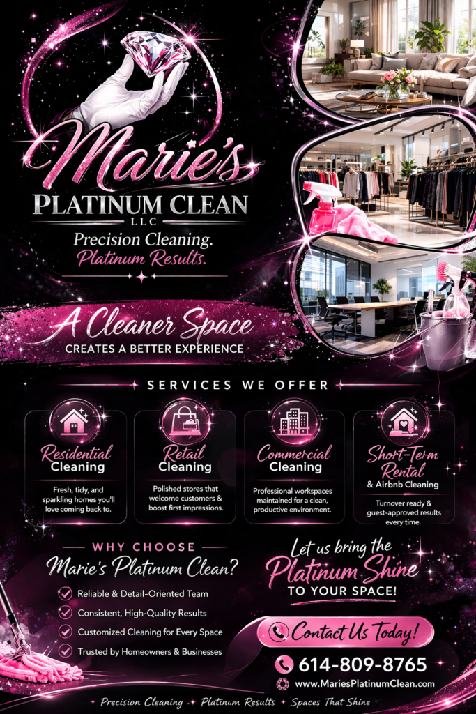 Contact Maries Platinum Clean for a CLEANER SPACE